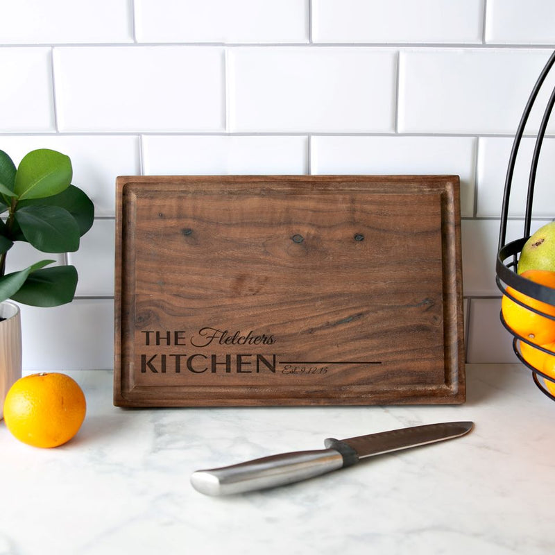Personalized 8x12 Walnut Cutting Boards with Juice Grooves