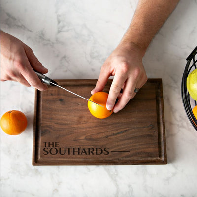 Personalized 8x12 Walnut Cutting Boards with Juice Grooves