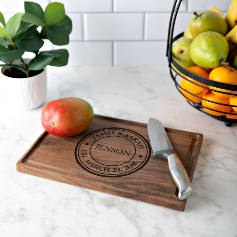 Personalized 8x12 Walnut Cutting Boards with Juice Grooves