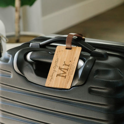 Personalized Couples Wooden Luggage Tags - Set of 2