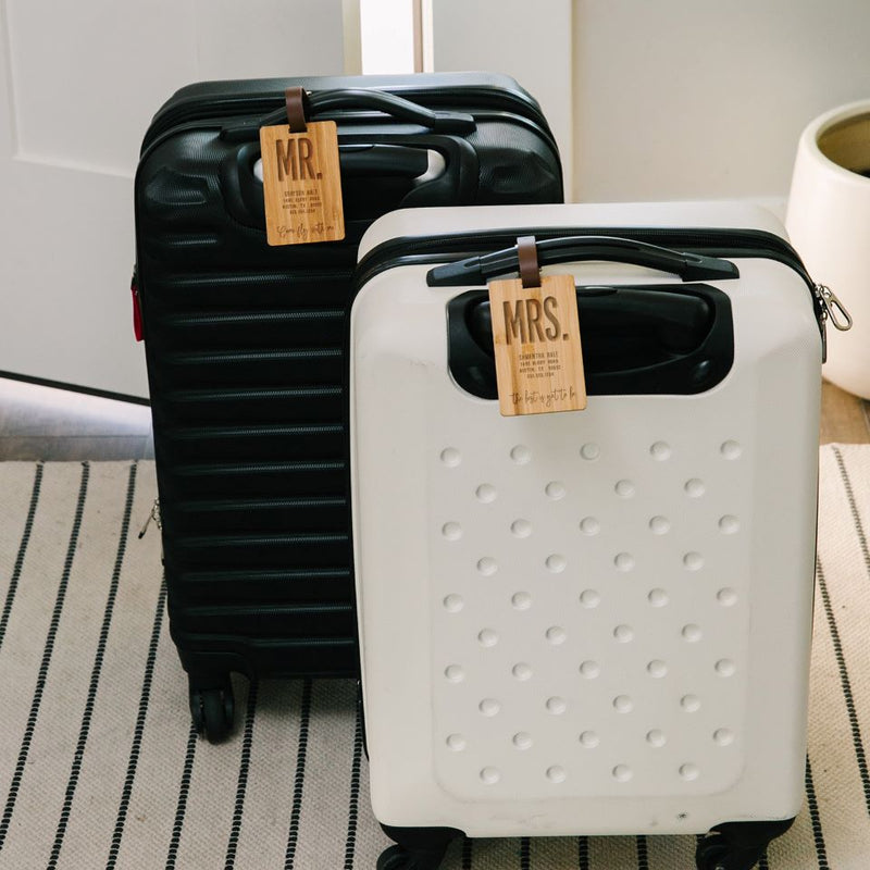 Personalized Couples Wooden Luggage Tags - Set of 2
