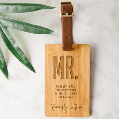 Personalized Couples Wooden Luggage Tags - Set of 2