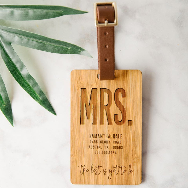 Personalized Couples Wooden Luggage Tags - Set of 2