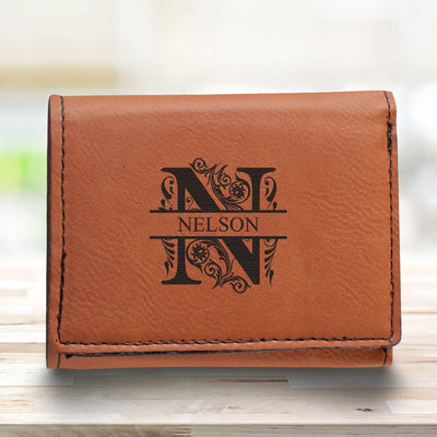Men’s Leatherette Trifold Personalized Wallet