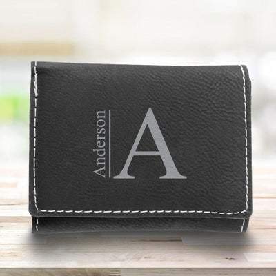 Men’s Leatherette Trifold Personalized Wallet - Black - Modern - JDS