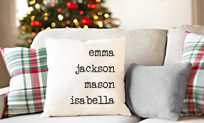 Personalized Family Names Throw Pillow Cover - Classic