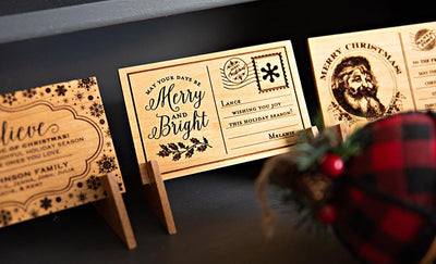 Personalized Wooden Christmas Postcards