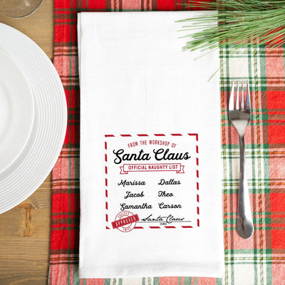 Santa’s Nice or Naughty List Customized Tea Towels