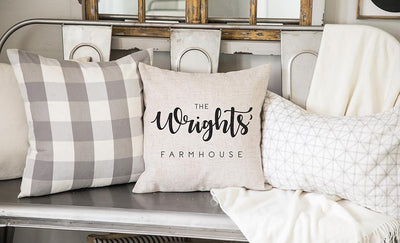 Personalized Farmhouse Style Throw Pillow Covers