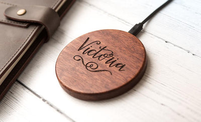 Personalized Wooden Wireless Cell Phone Chargers
