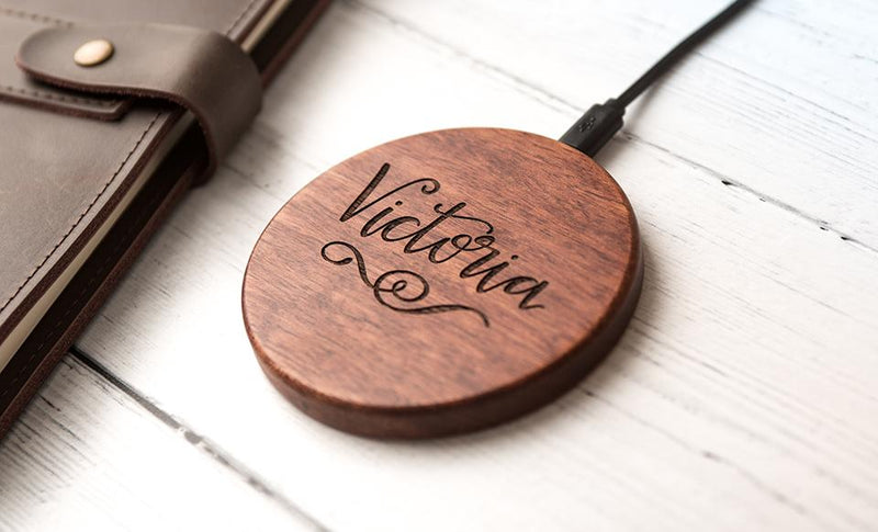 Personalized Wooden Wireless Cell Phone Chargers