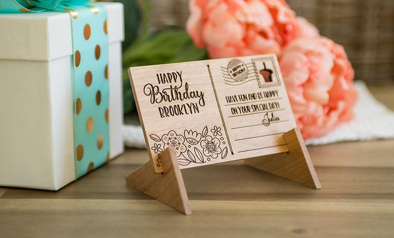 Personalized Wooden Birthday Postcards