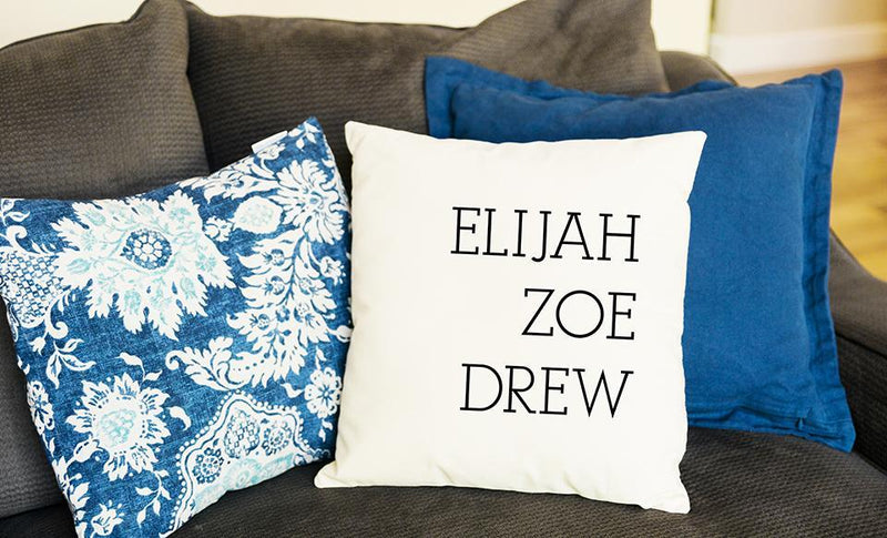 Personalized Family Names Throw Pillow Cover - Script
