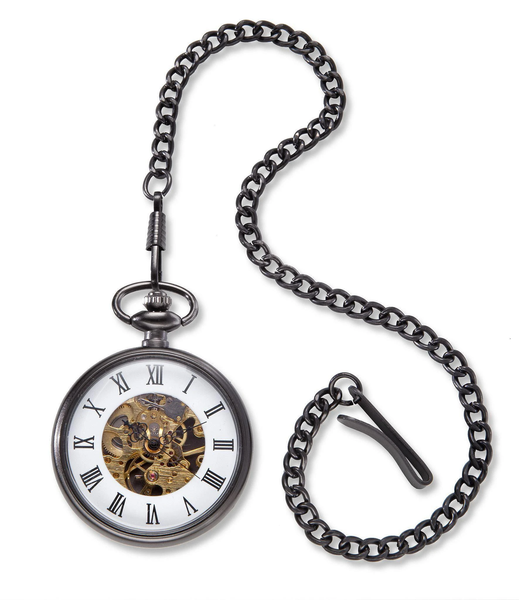 Customized "Gears" Gunmetal Pocket Watch