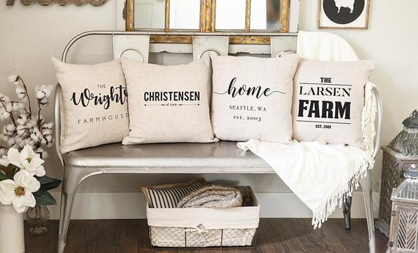 Personalized Farmhouse Style Throw Pillow Covers