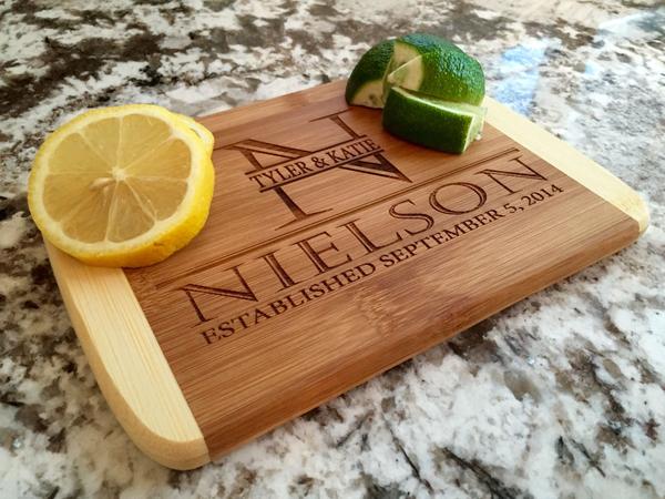 Personalized Cutting  Bar Board 6x8 (Rounded Edge) Bamboo - 11 Different Designs! - Qualtry