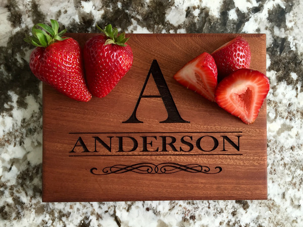 Personalized Beautiful 6 x 8 Mahogany Cutting Board - 11 Designs!