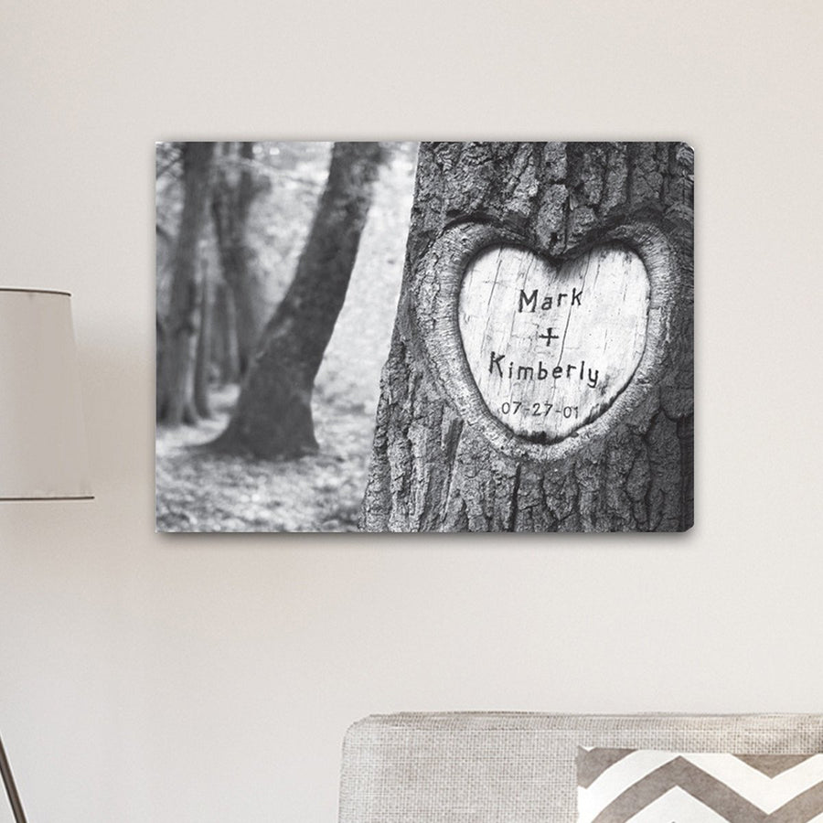 Personalized Everlasting Love Tree Carving Canvas Sign - - JDS