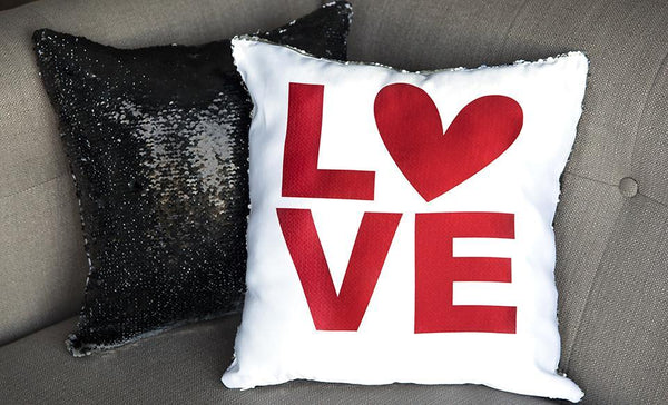 Love-themed Two-tone Sequin Pillow Covers