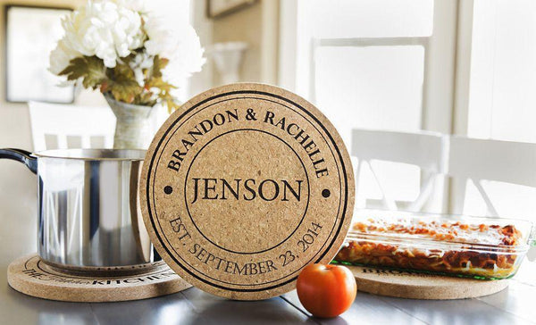 Personalized Jumbo Cork Trivets - 4 Trivets