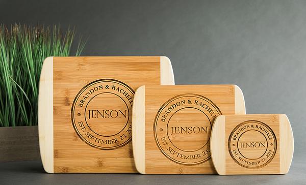 Personalized Cutting Bar Board 6x8 (Rounded Edge) Bamboo - 11 Different Designs!