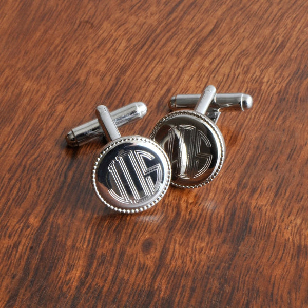 Personalized Silver Cufflinks- Round - - JDS