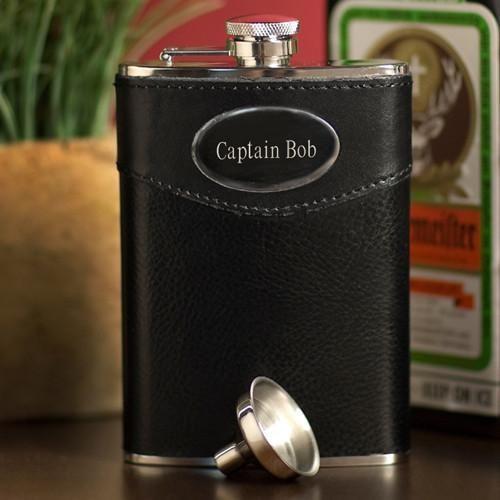 Personalized Leather Flasks - 8 oz. - - JDS