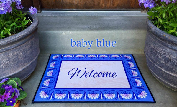 Personalized Medium Door Mats - Floral Border Design