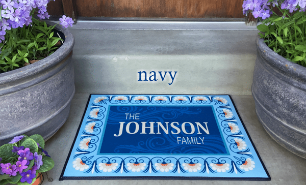 Personalized Medium Door Mats - Floral Border Design