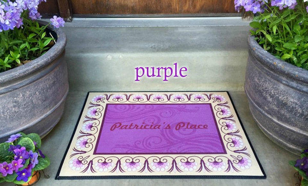 Personalized Medium Door Mats - Floral Border Design