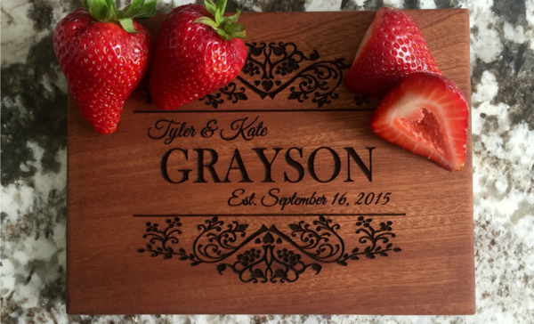 Personalized Beautiful 6 x 8 Mahogany Cutting Board - 11 Designs!