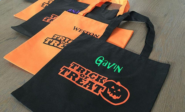 Personalized Halloween Trick or Treat Embroidered Bags