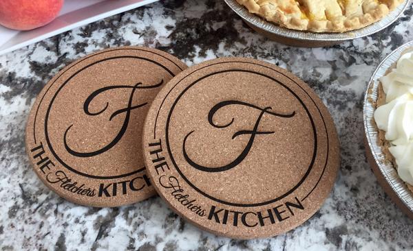 Personalized Large Kitchen Hot Pads  -  5 Different Designs (Set of 2) - Qualtry