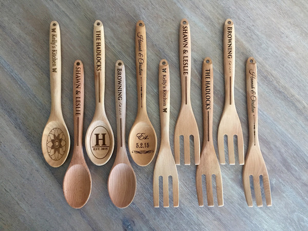 Personalized Decorative Wooden Spoons and Forks