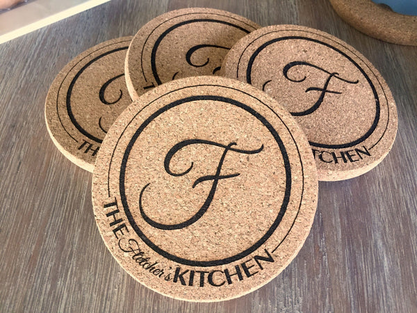 Personalized Thick Cork Coasters – Set of 4! – 6 Amazing Designs!
