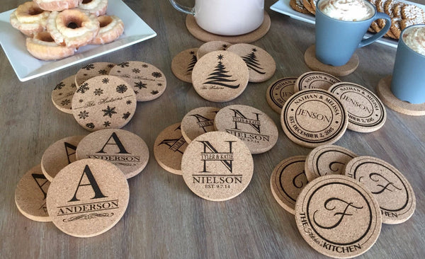 Personalized Thick Cork Coasters – Set of 2! – 6 Amazing Designs!