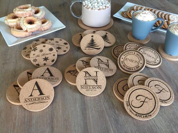 Personalized Thick Cork Coasters – Set of 2! – 6 Amazing Designs!