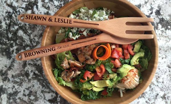 Personalized Decorative Wooden Spoon and Fork Set