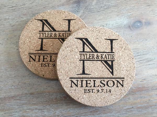 Personalized Thick Cork Coasters – Set of 2! – 6 Amazing Designs!