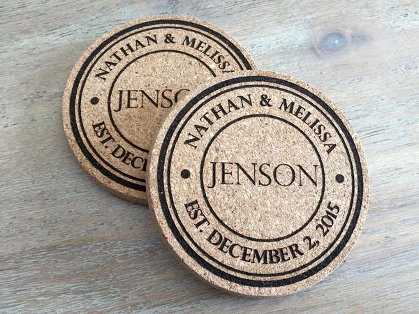 Personalized Thick Cork Coasters – Set of 2! – 6 Amazing Designs!