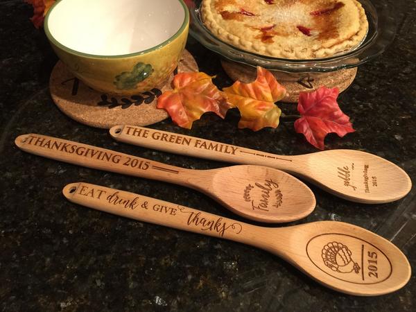 Personalized Decorative Thanksgiving Themed Wooden Spoons - 3 Amazing Designs