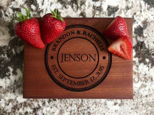 Personalized Beautiful 6 x 8 Mahogany Cutting Board - 11 Designs!