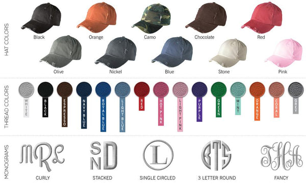 Monogrammed Distressed Caps