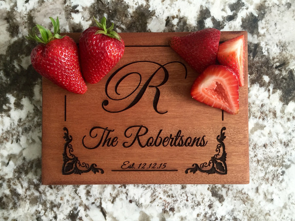 Personalized Beautiful 6 x 8 Mahogany Cutting Board - 11 Designs!