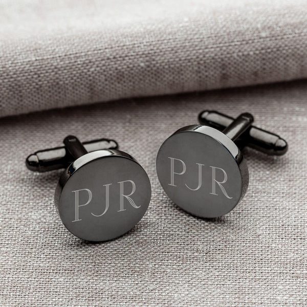 Personalized Gunmetal Cufflinks - Round - - JDS