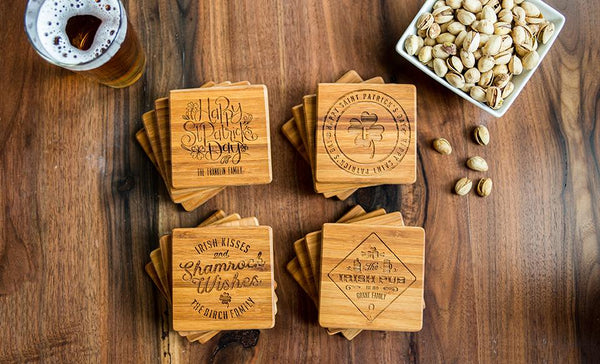 Personalized St. Patrick’s Day Bamboo Coasters – Set of Four