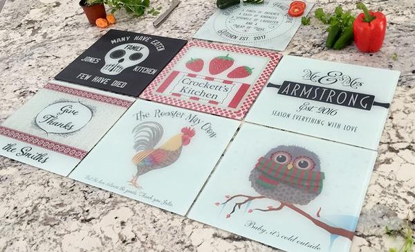 Personalized Tempered Glass Square Cutting Boards