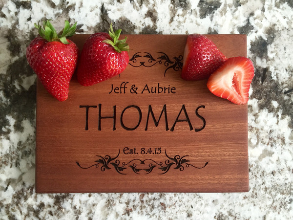 Personalized Beautiful 6 x 8 Mahogany Cutting Board - 11 Designs!