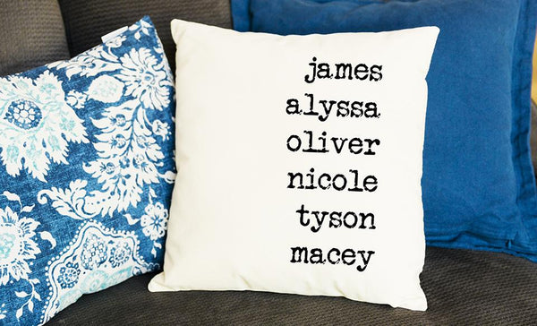 Corporate 5 Dollar Discount Page - Customized Family Names Throw Pillow Cover