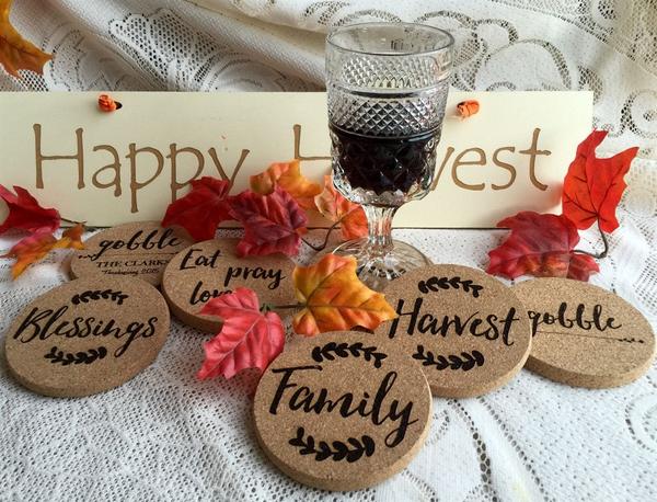 Personalized Thanksgiving Engraved Coasters - 6 Amazing Designs - Set of 2! - Qualtry Personalized Gifts
